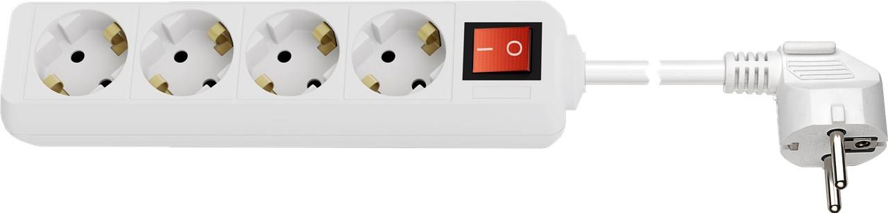 Goobay Steckdosenleiste mit Schalter, Schutzkontakt, Eurobuchse, Kindersicherung, 1,5m, Weiß - Steckdosen: 4-fach