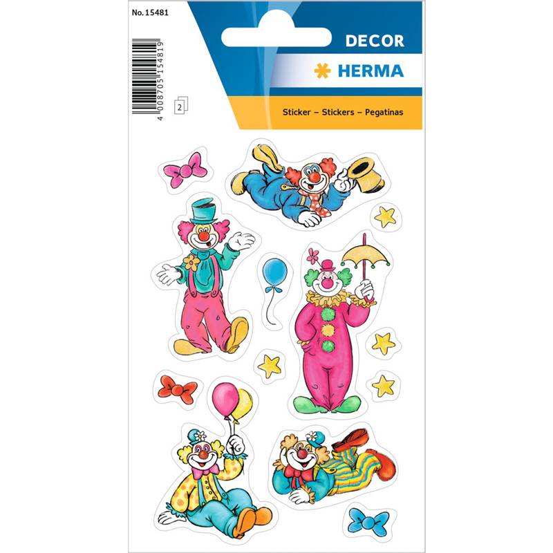 HERMA Sticker DECOR "Clowns", aus Papier, beglimmert