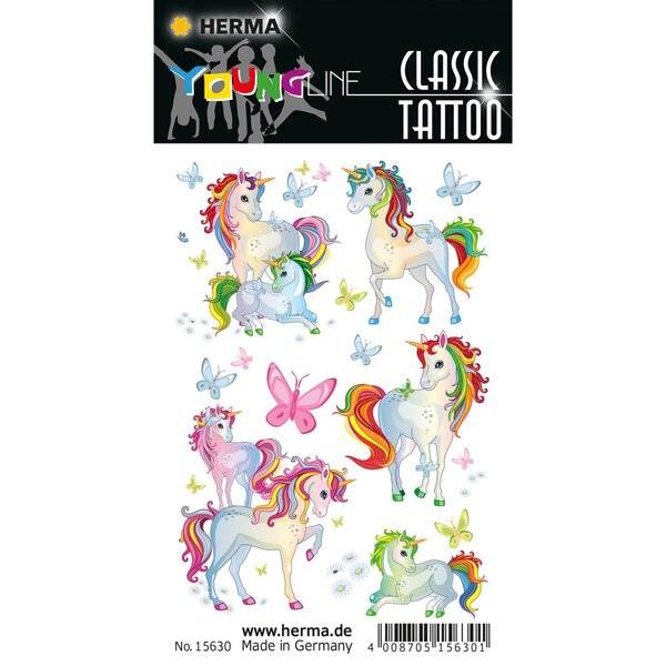 Schmucketikett CLASSIC Tattoo Colour Einhorn best friends 1Bl