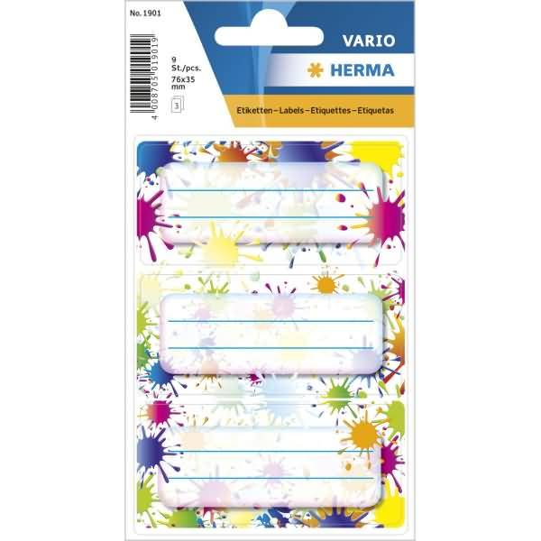 Schuletiketten 76x35mm VE=3 Blatt Farbkleckse