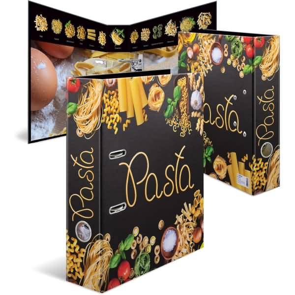 Drei schwarze Pasta-Lagerkästen mit goldener Aufschrift „Pasta