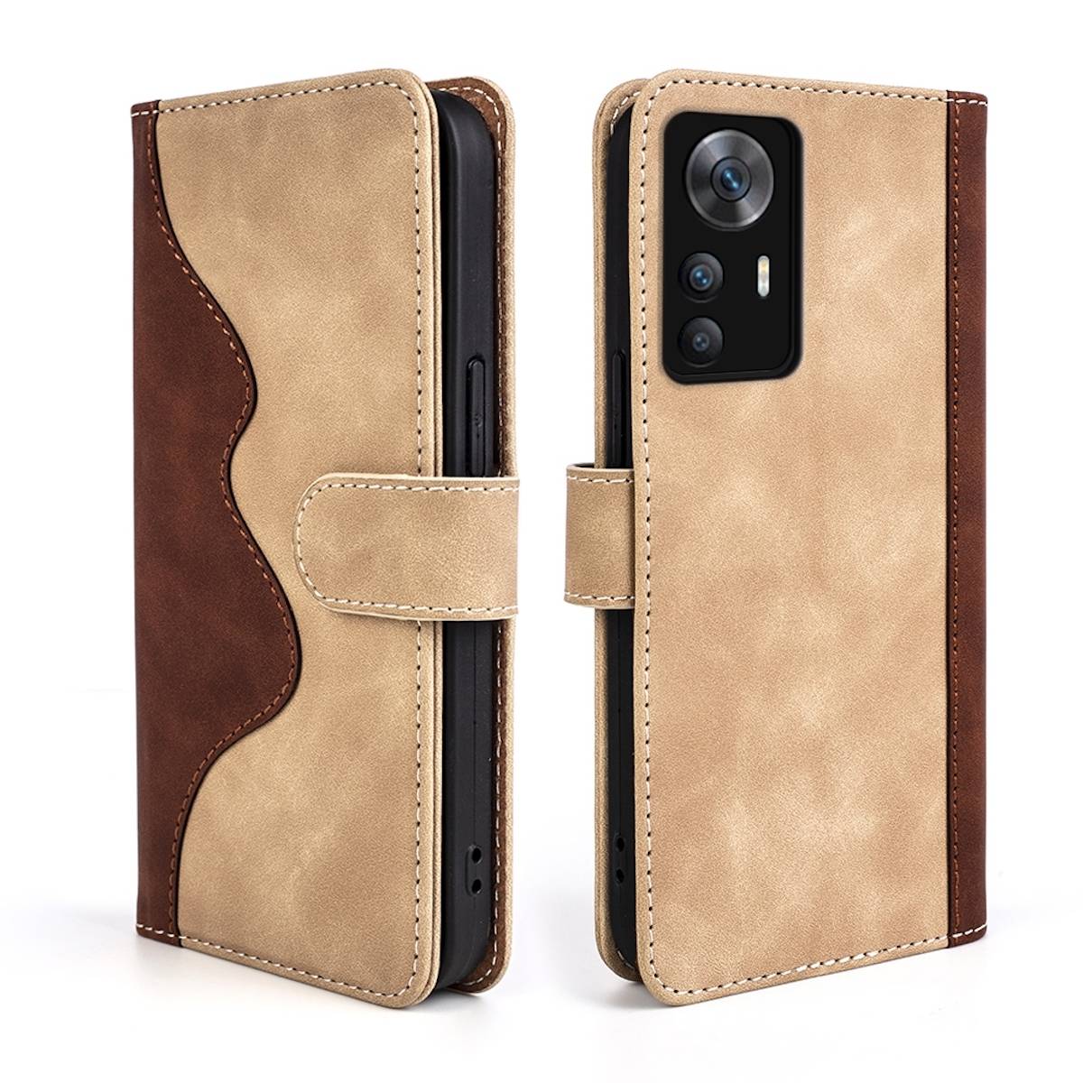 Für Xiaomi 12T / 12T Pro Design Handy Tasche Wallet Premium Braun Schutz Hülle Case Cover Etuis Neu Zubehör
