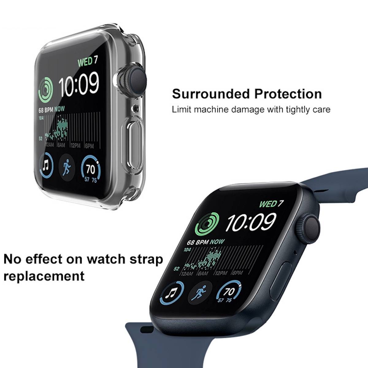 Für Apple Watch SE 2023 / 2022 40mm 360 Grad Schock TPU Silikon Hülle