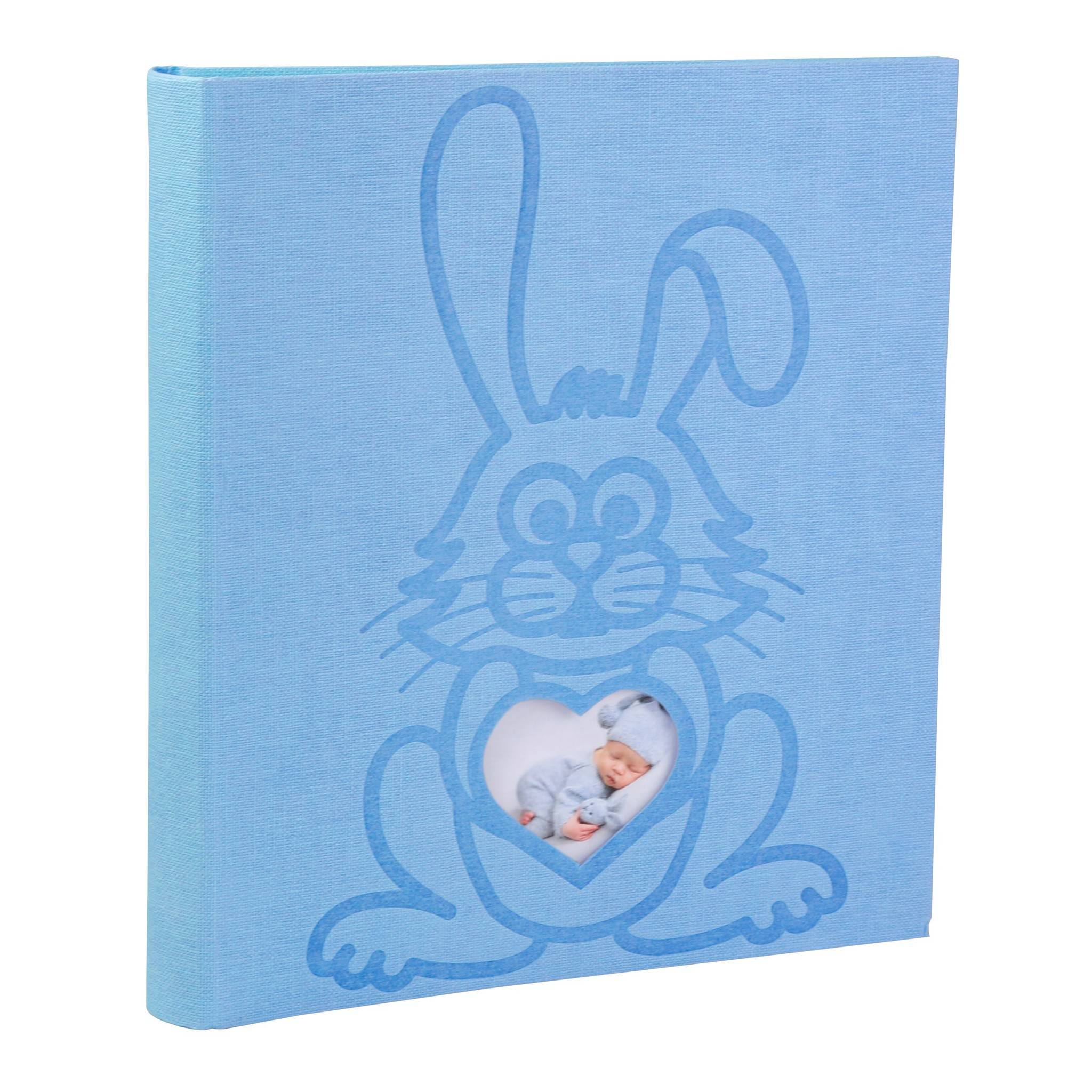 Exacompta 16563E Fotoalbum TEDDY 29x32 cm, 60 Seiten weiß, Einband Kaninchen - Blau