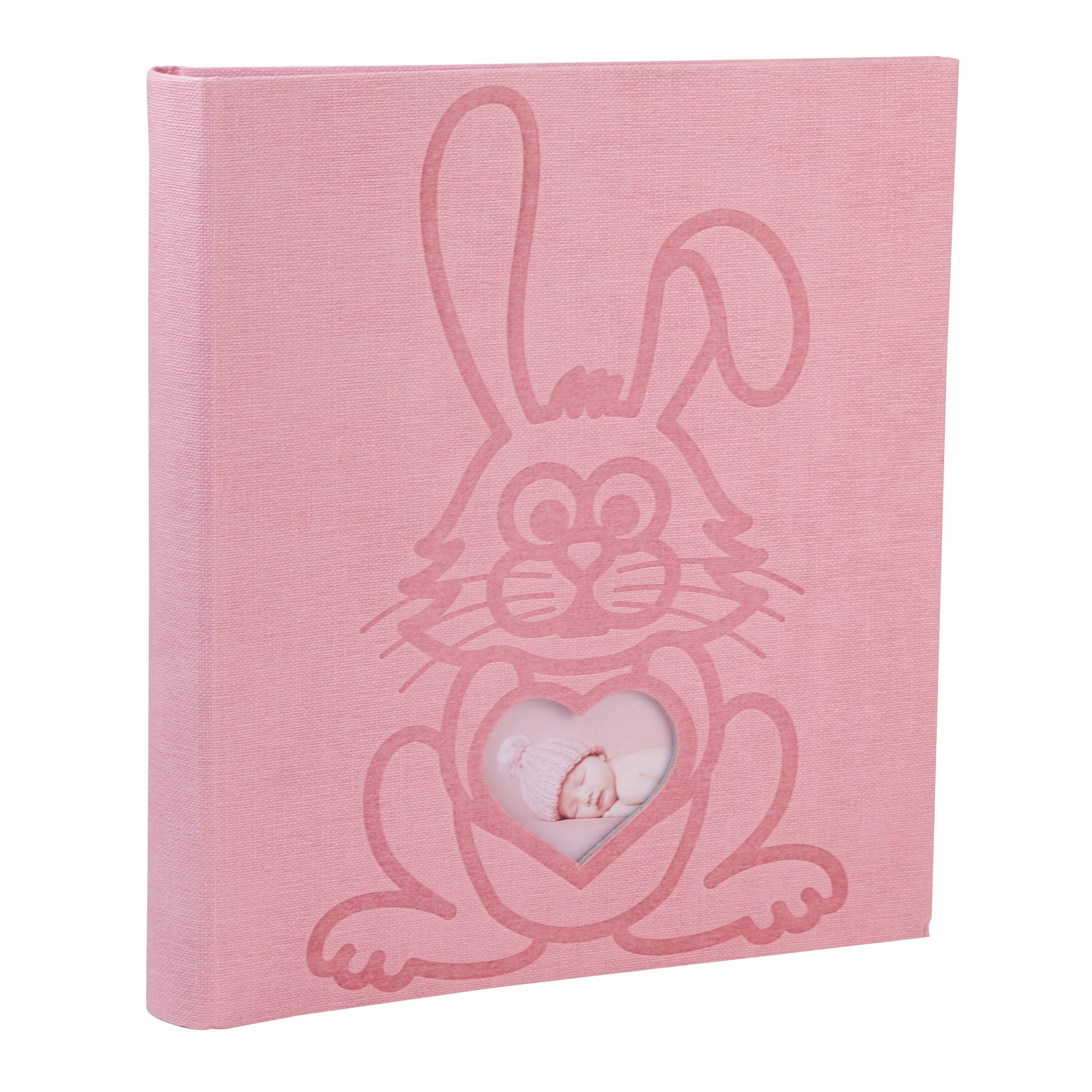 Exacompta 16564E Fotoalbum TEDDY 29x32 cm, 60 Seiten weiß, Einband Kaninchen - Rosa