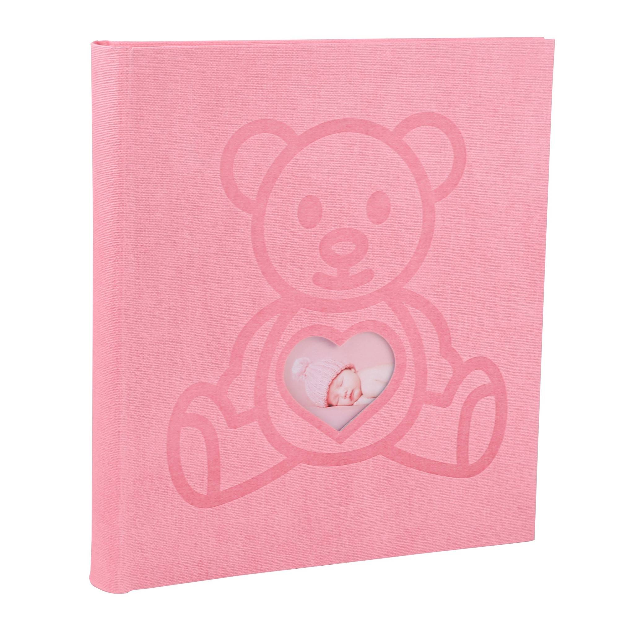 Exacompta 16566E Fotoalbum TEDDY 29x32 cm, 60 Seiten weiß, Einband Teddybär - Pink