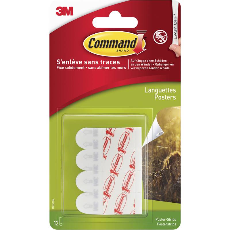 3M Command Klebestreifen Poster Strips, Größe: S, weiß