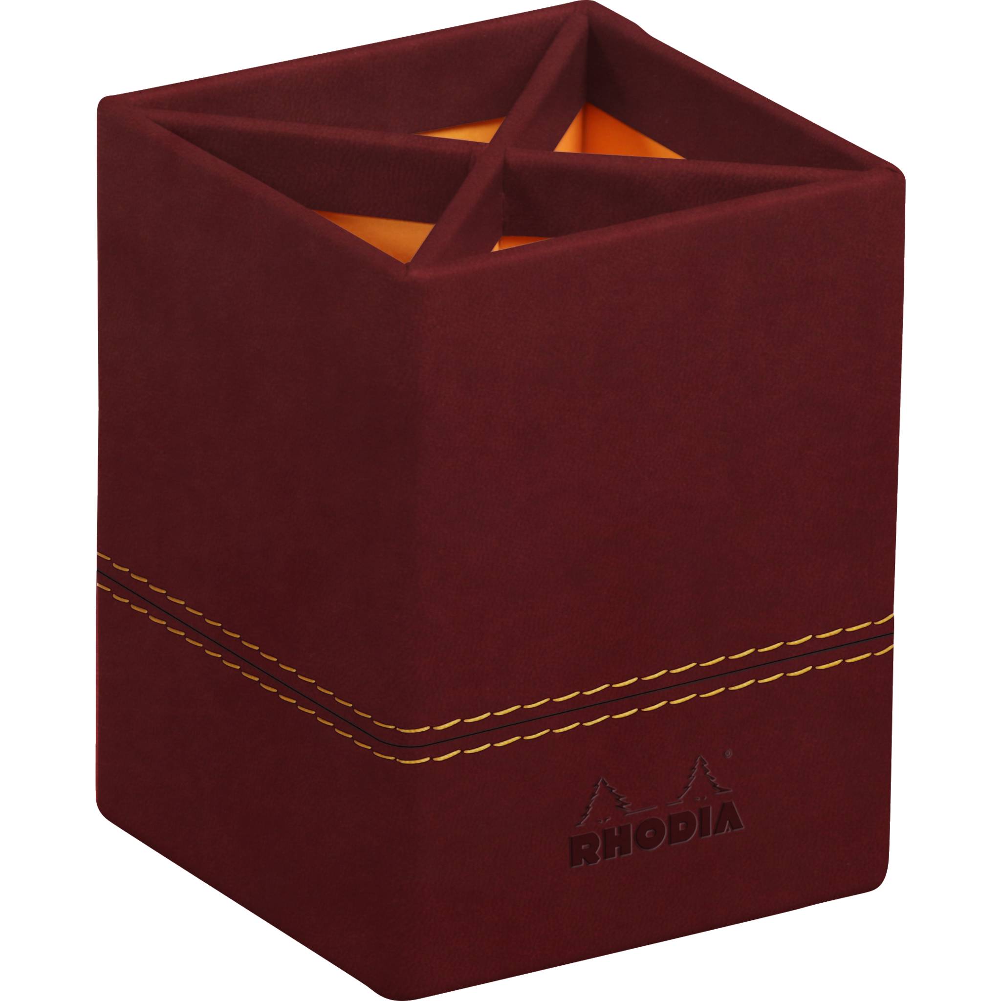 Rhodia Rhodiarama Stifteköcher aus Kunstleder, 8x8x11cm - Weinrot 194526C