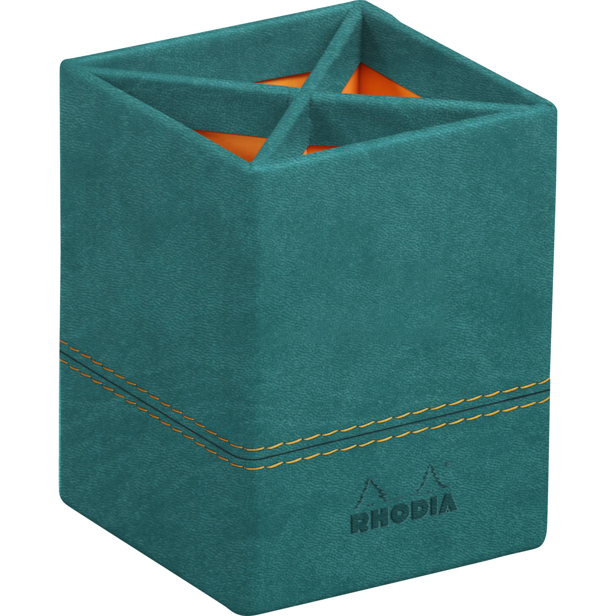 Rhodia Rhodiarama Stifteköcher aus Kunstleder, 8x8x11cm - Pfaugrün 194532C