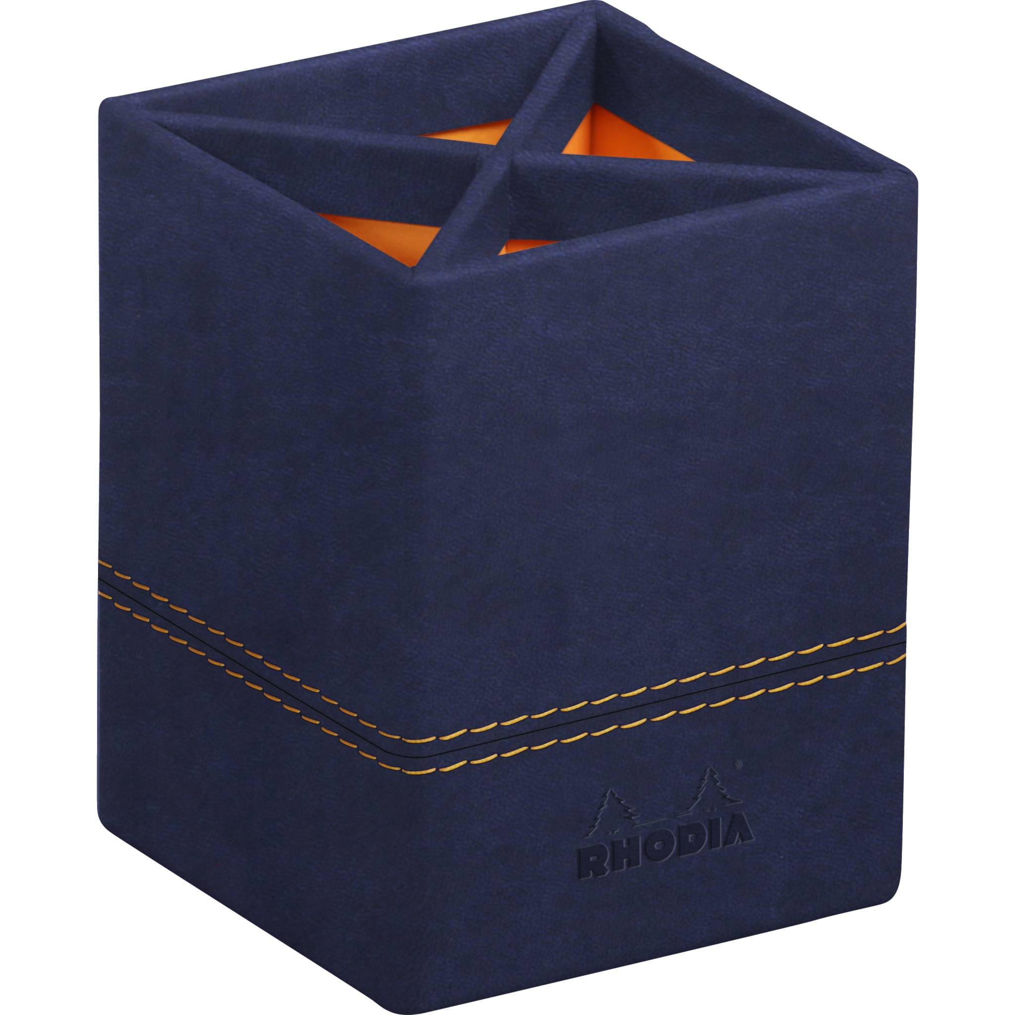 Rhodia Rhodiarama Stifteköcher aus Kunstleder, 8x8x11cm Mitternachtsblau 194534C