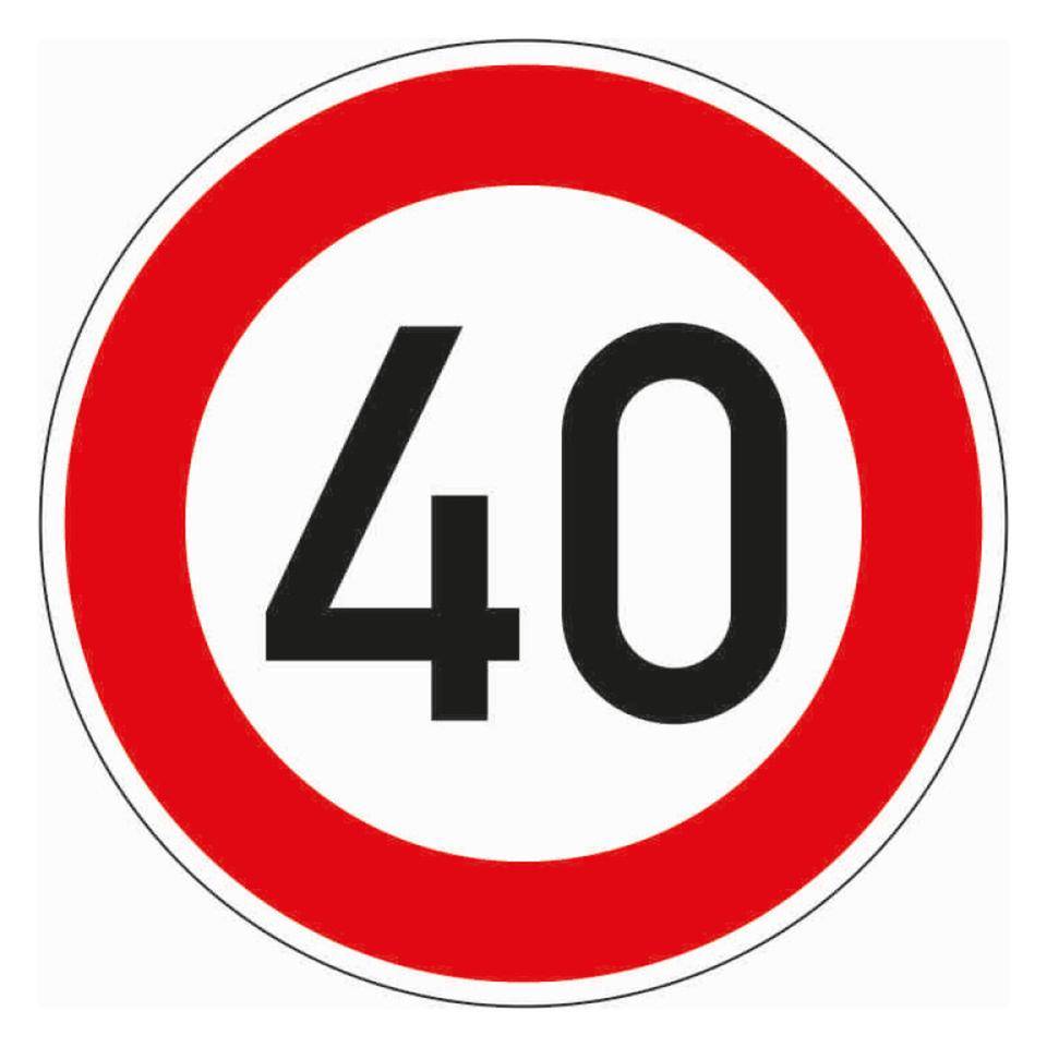 Verkehrszeichen Zulässige Höchstgesch.40, Nr.274-40, Aluminium RA2, reflektierend, Ø600mm