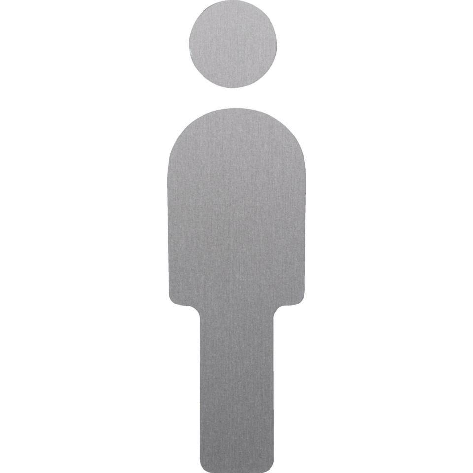 Piktogramm WC-Herren, ASR A4.1, Aluminium, selbstklebend, 1,5mm, Höhe 150mm