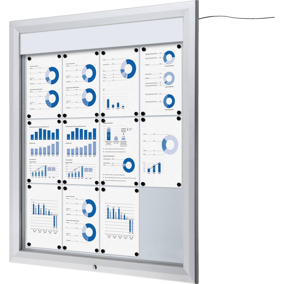 LED Schaukasten, abschließbar, IP56, Aluminium, 1167x1025mm, 12xA4, 27,88kg