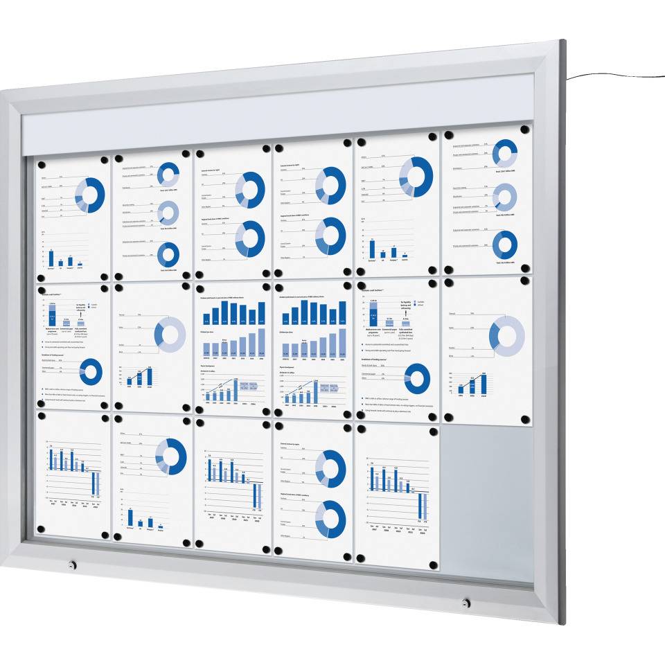 LED Schaukasten, abschließbar, IP56, Aluminium, 1067x1465mm, 18xA4, 31,32kg