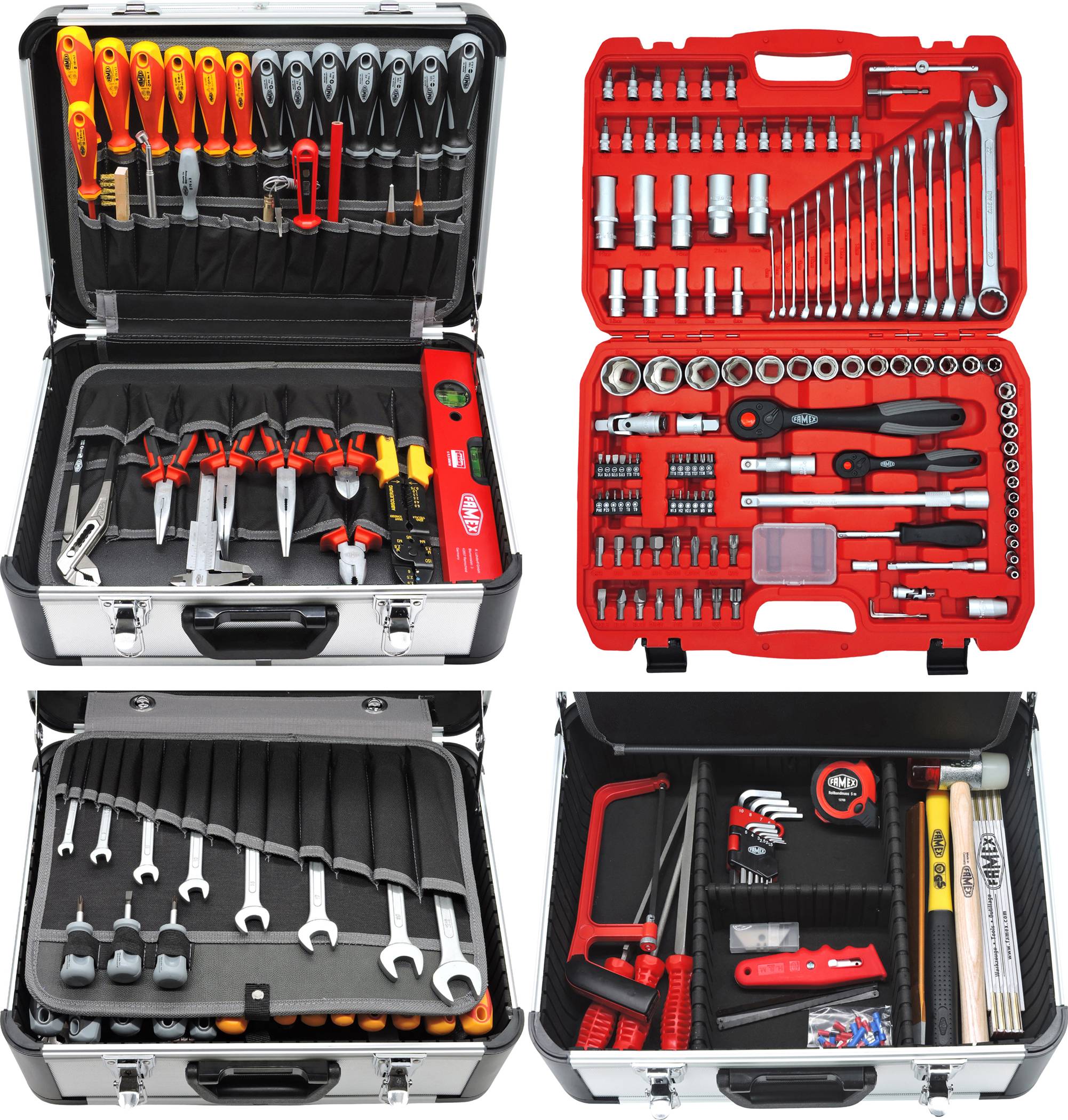 FAMEX 419-51 Profi Alu Werkzeugkoffer bestückt - PROFESSIONAL - mit Werkzeug Set - 275-tlg.