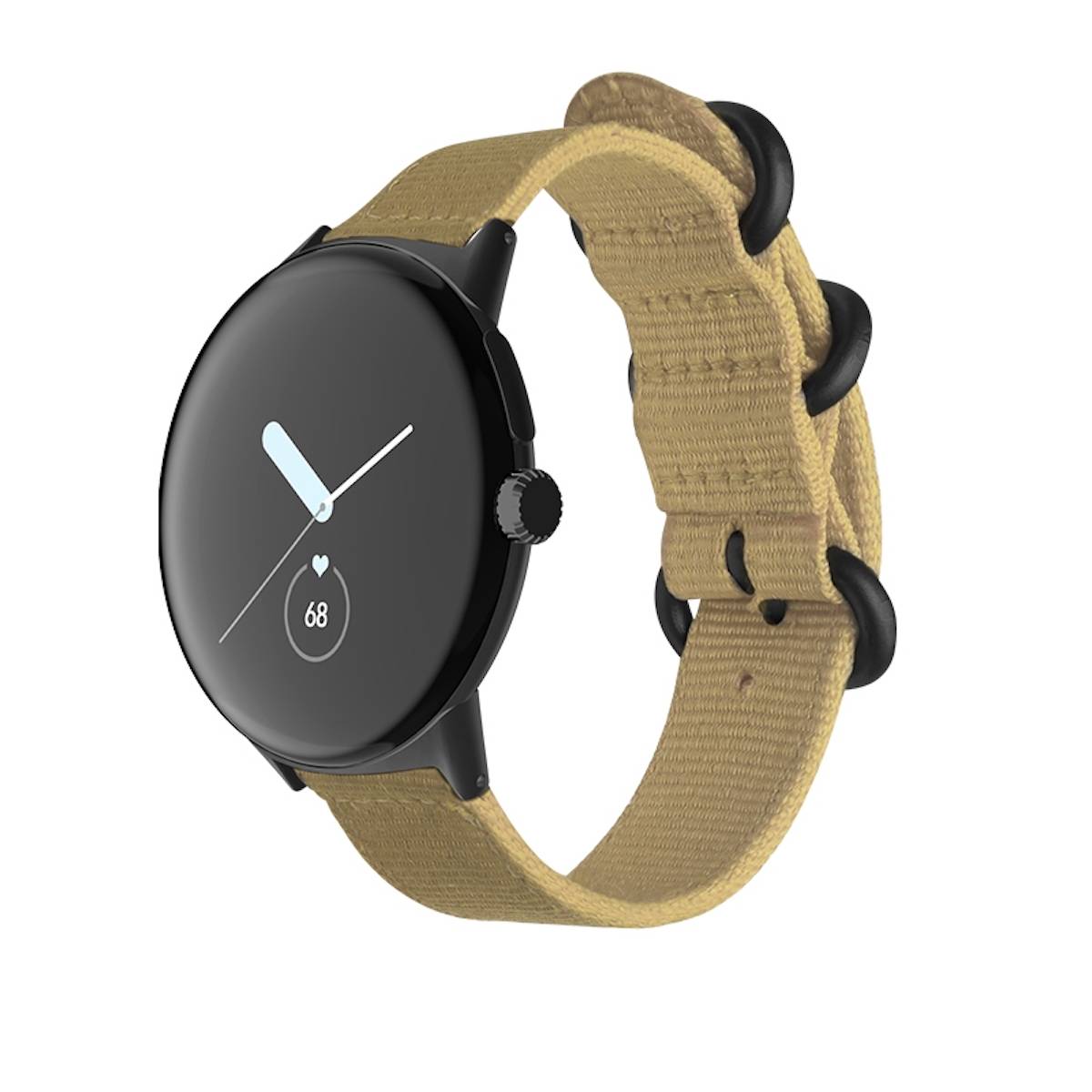 Für Google Pixel Watch 3 41mm / 2 / 1 Nylon Armband Khaki / Schwarz