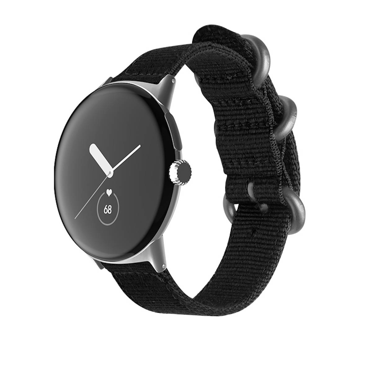 Für Google Pixel Watch 3 41mm / 2 / 1 Nylon Armband Schwarz / Silber