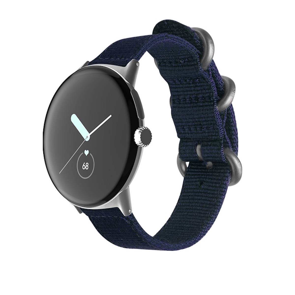 Für Google Pixel Watch 3 41mm / 2 / 1 Nylon Armband D-Blau / Silber