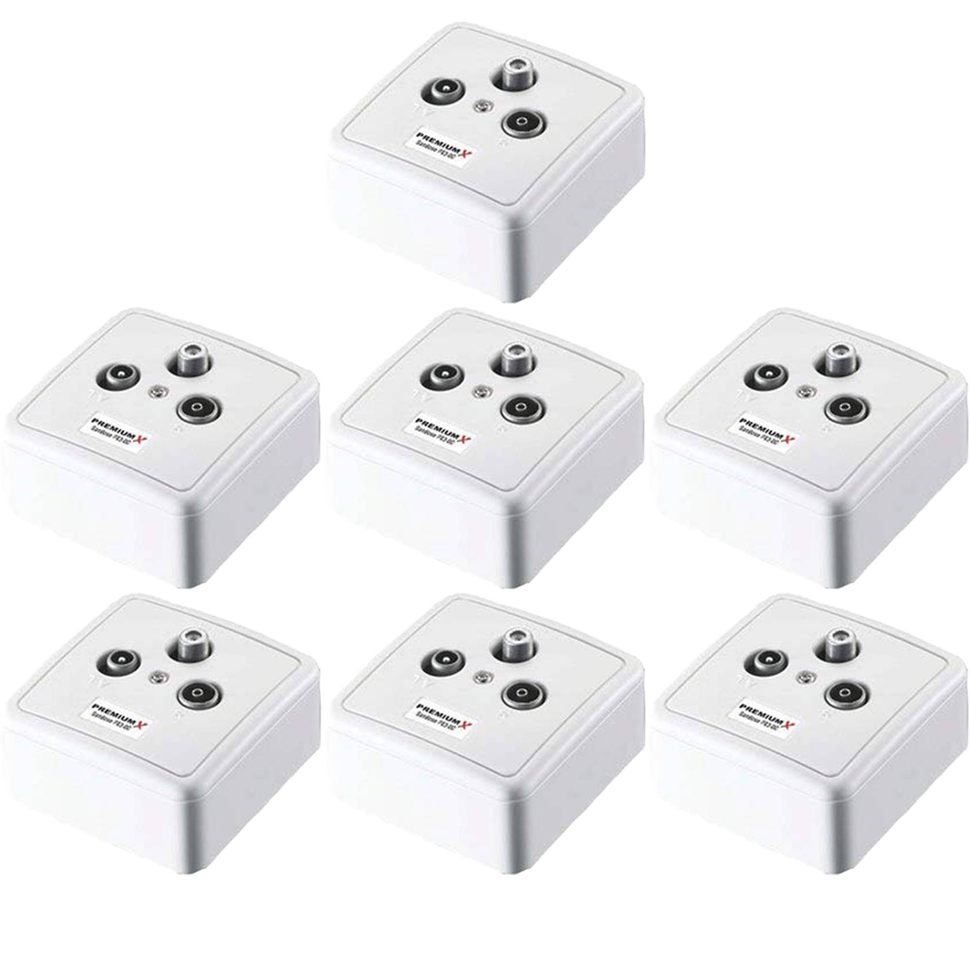 PremiumX 7x PX3-DC 3-fach Sat Durchgangsdose DC-Durchgang Antennendose Dose SAT TV Radio DVB-T Unicable Aufputz Unterputz
