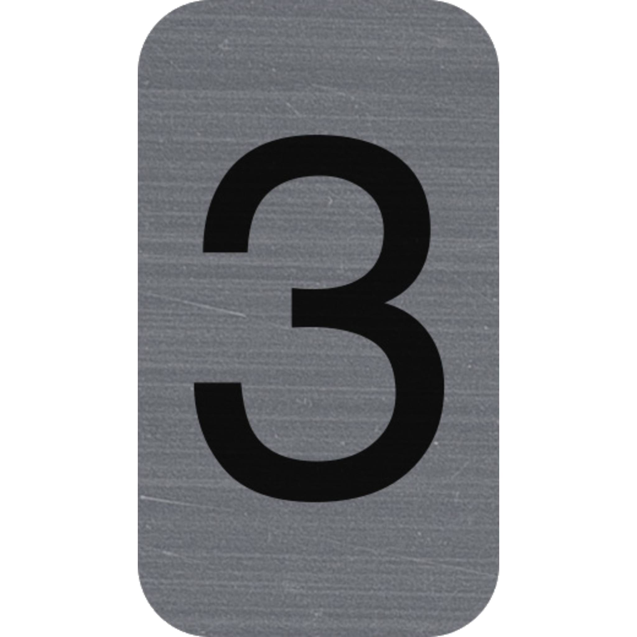 Exacompta Hinweisschild selbstklebend Aluoptik Ziffer 3 25x4,4 cm Grau 67183E