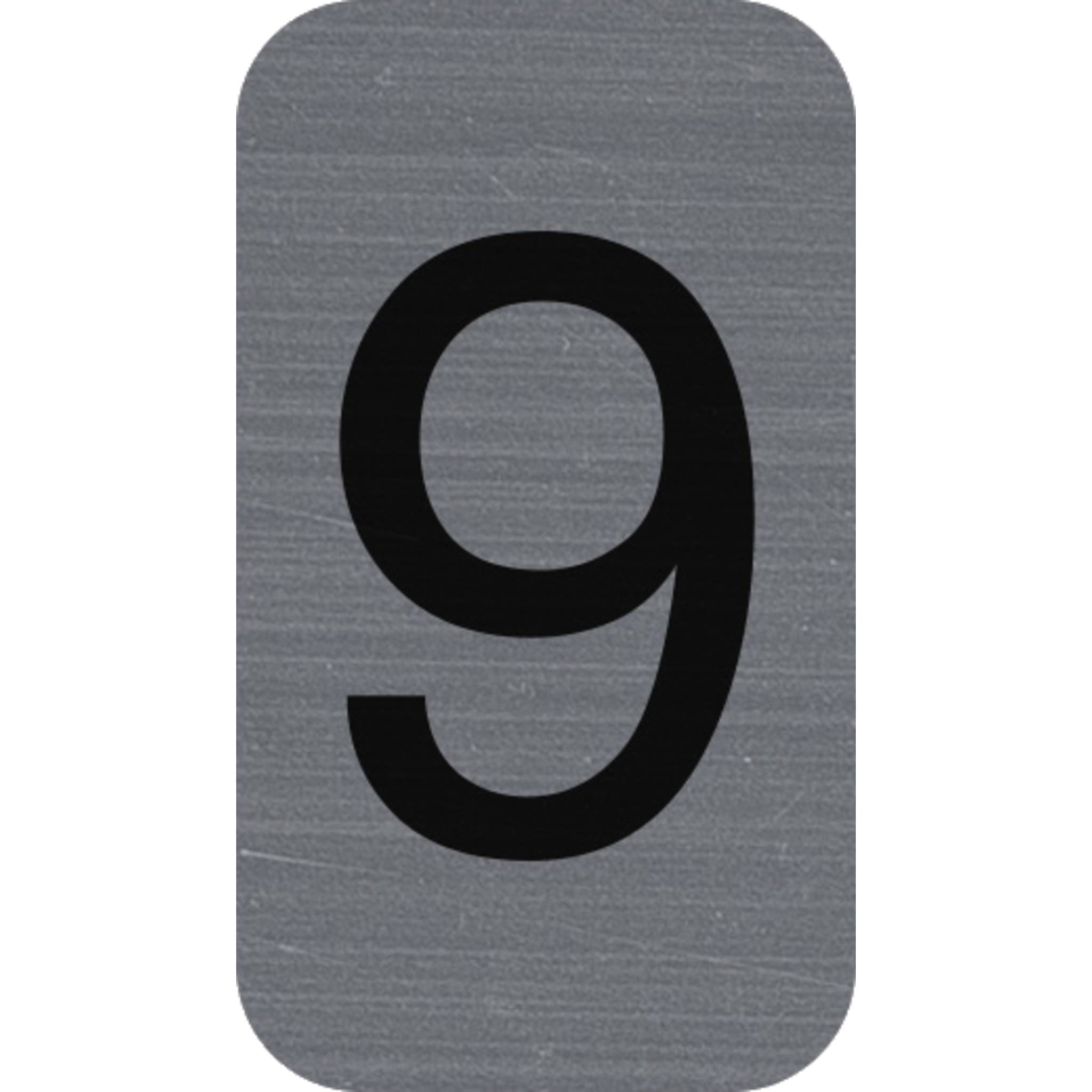 Exacompta Hinweisschild selbstklebend Aluoptik Ziffer 9 25x4,4 cm Grau 67189E