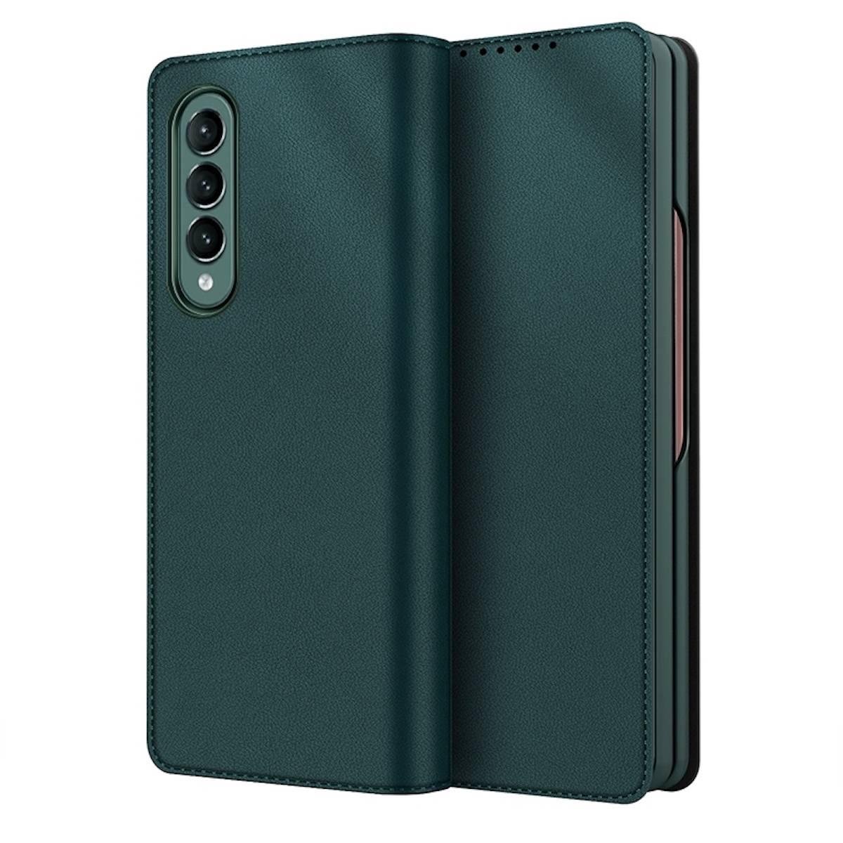 Für Samsung Galaxy Z Fold4 5G Kunstleder Kunststoff Handy Tasche Hülle Etuis Grün