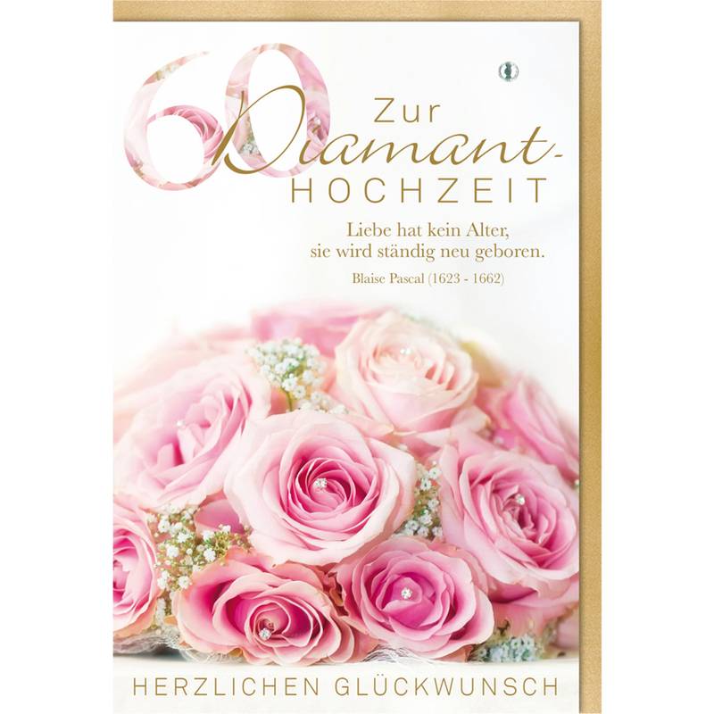 SUSY CARD Hochzeitskarte "Diamanthochzeit Rosenstrauß"