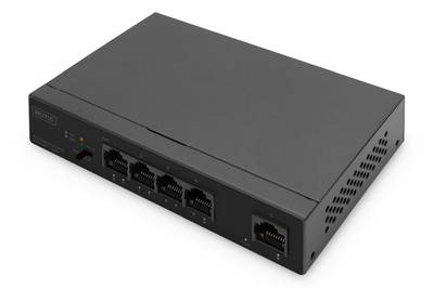 DIGITUS - 4+1-Port Gigabit PoE Netzwerkswitch, Desktop, unmanaged, 1 Uplink Port RJ45, 60 W, af/at