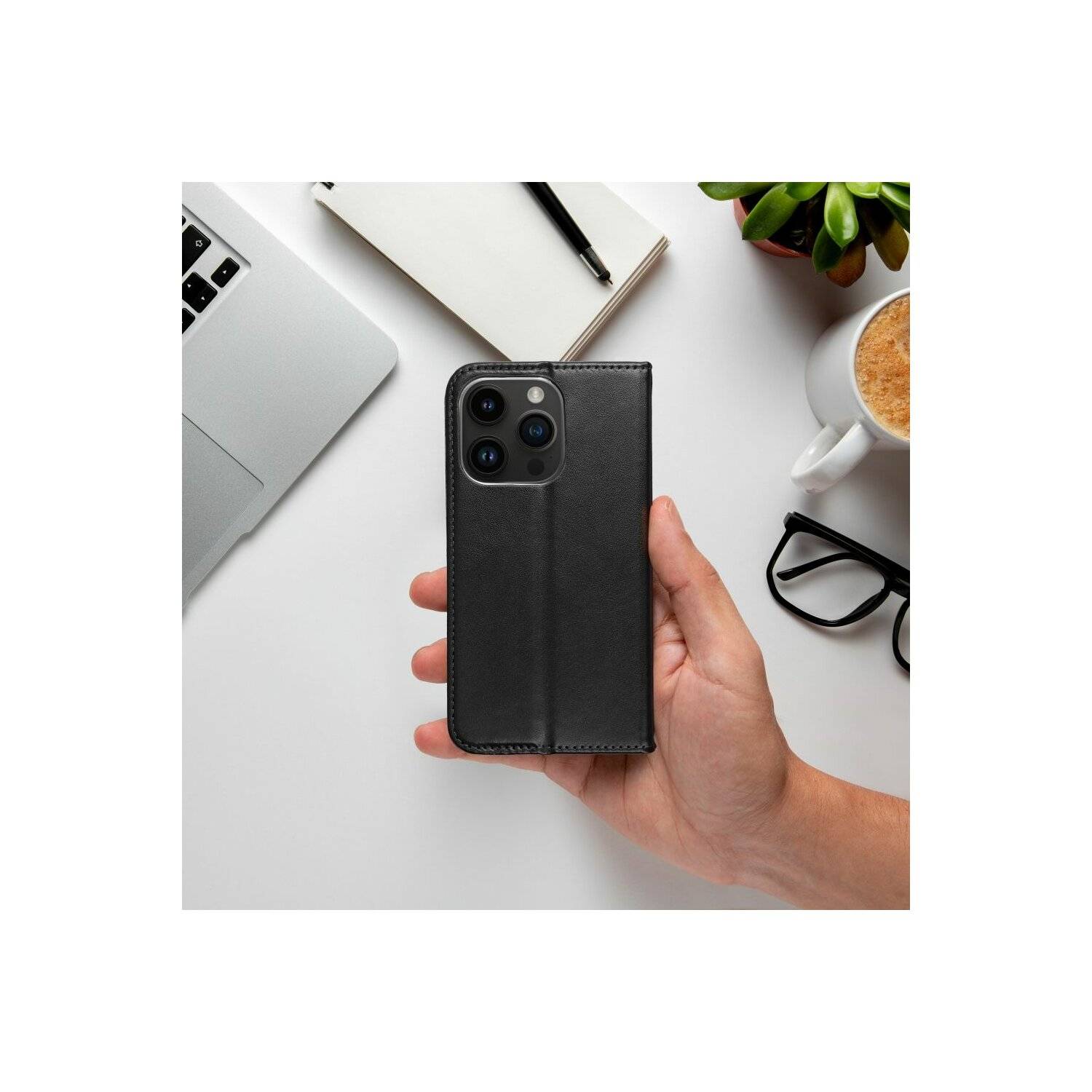 Smart Magneto Buch Tasche Hülle Magnet Standfunktion kompatibel mit Motorola G14 schwarz