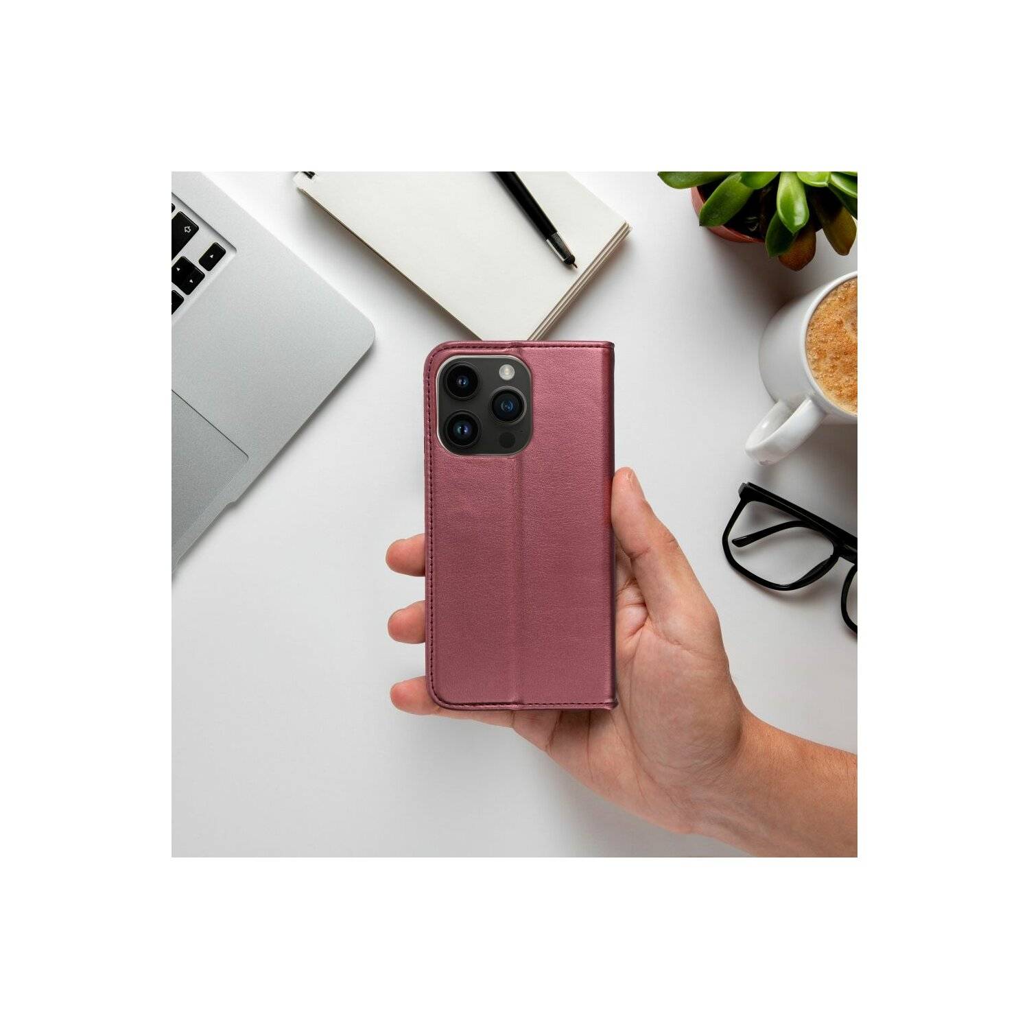 Smart Magneto Buch Tasche Hülle Magnet Standfunktion kompatibel mit Samsung Galaxy A23 5G Burgunder