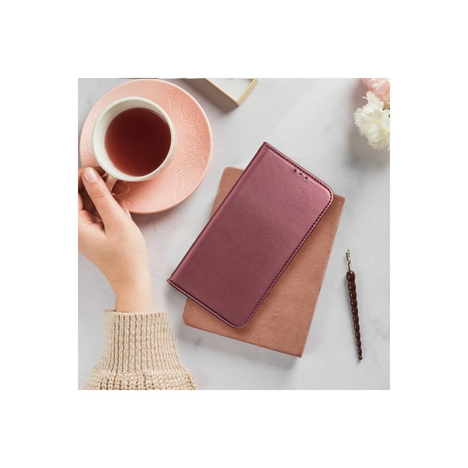 Smart Magneto Buch Tasche Hülle Magnet Standfunktion kompatibel mit Samsung Galaxy A23 5G Burgunder