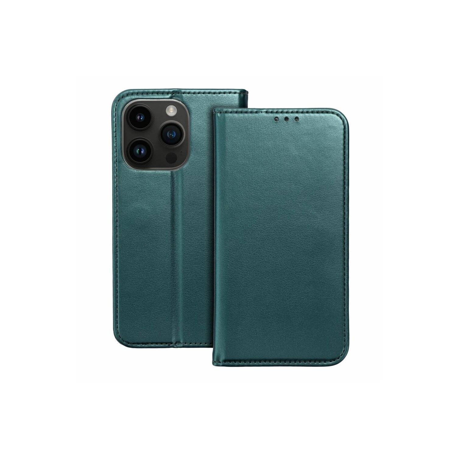 Smart Magneto Buch Tasche Hülle Magnet Standfunktion kompatibel mit iPhone 14 Plus Dunkelgrün