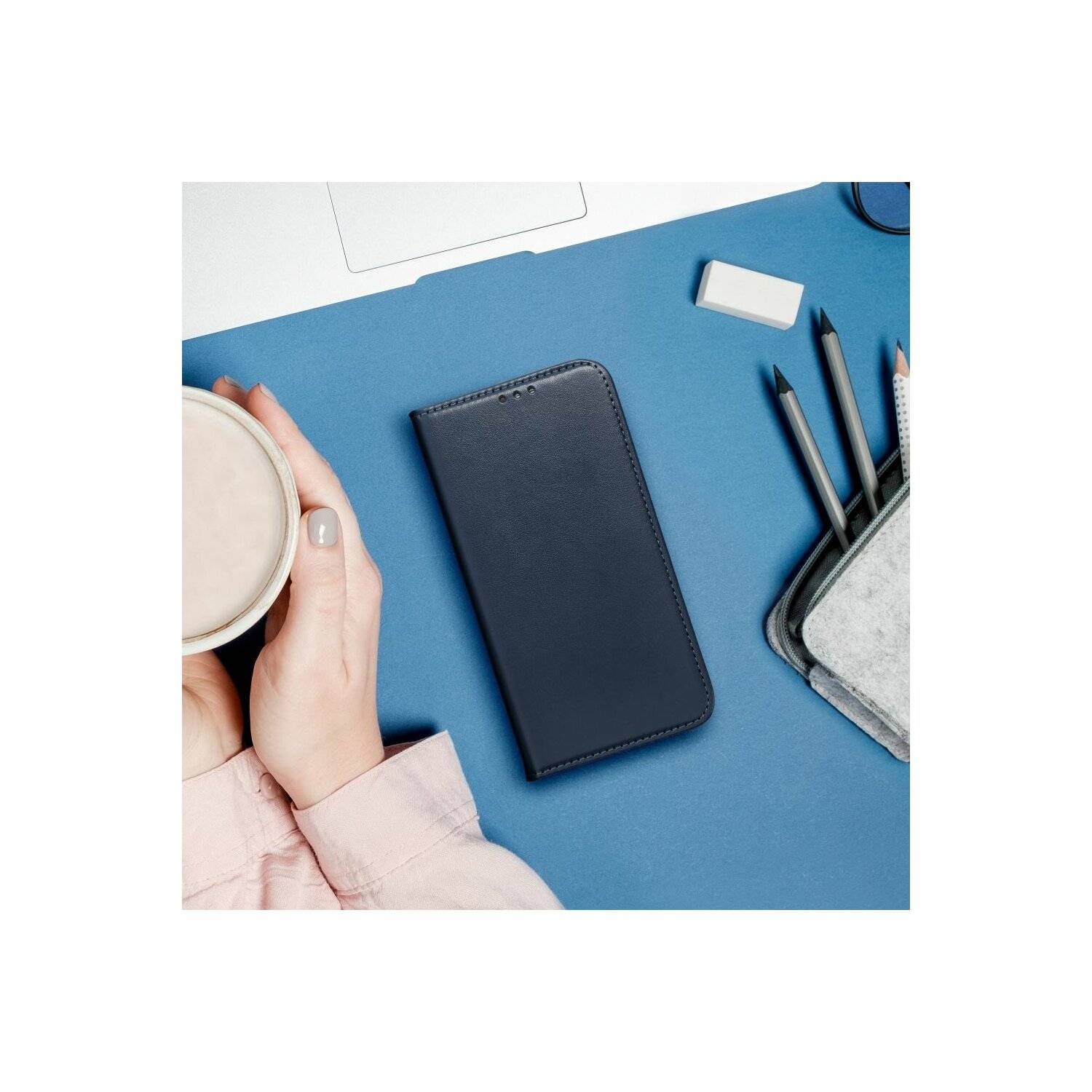 Smart Magneto Buch Tasche Hülle Magnet Standfunktion kompatibel mit iPhone 14 Pro Blau