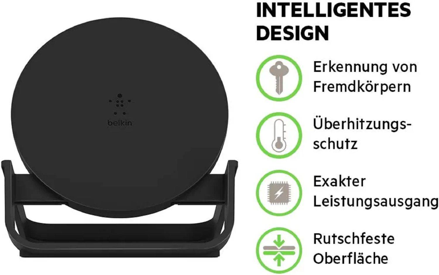 Belkin drahtloser Boost Up Ladeständer (10 W) schnelles Drahtlosladen für Smartphones inkl. UK-Netzteil, Schwarz