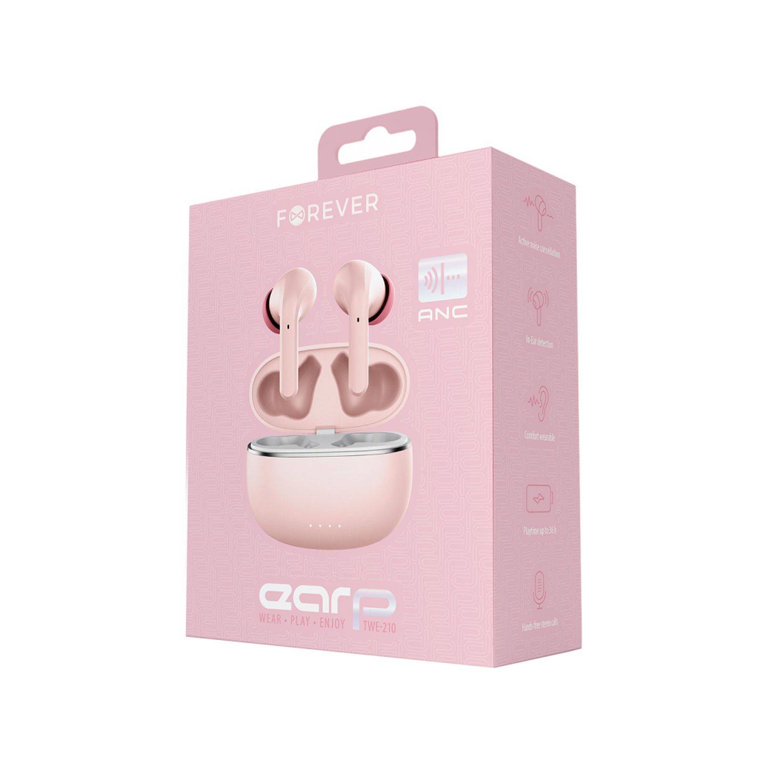 Forever Wireless In-Ear Kopfhörer In-Ear Headset mit aufladbarem Case mit Mikrofon kompatibel mit Smartphone Pink