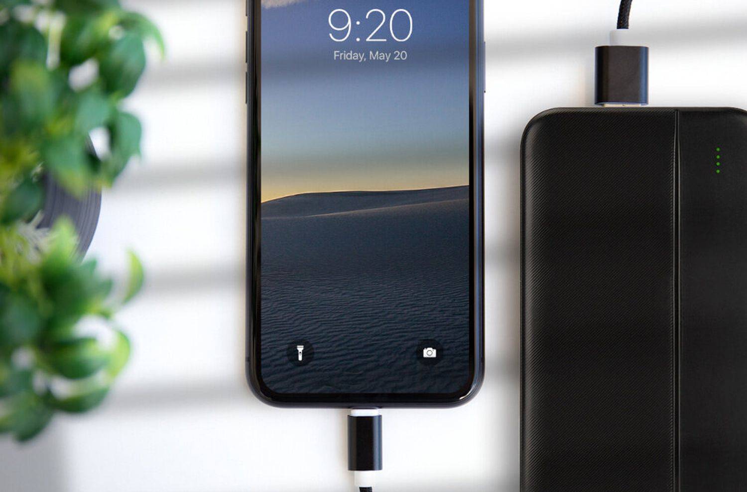 Powerbank 10000mAh mit 2 Outputs kompatibel mit Handy, Tablet, Smartphone Schwarz