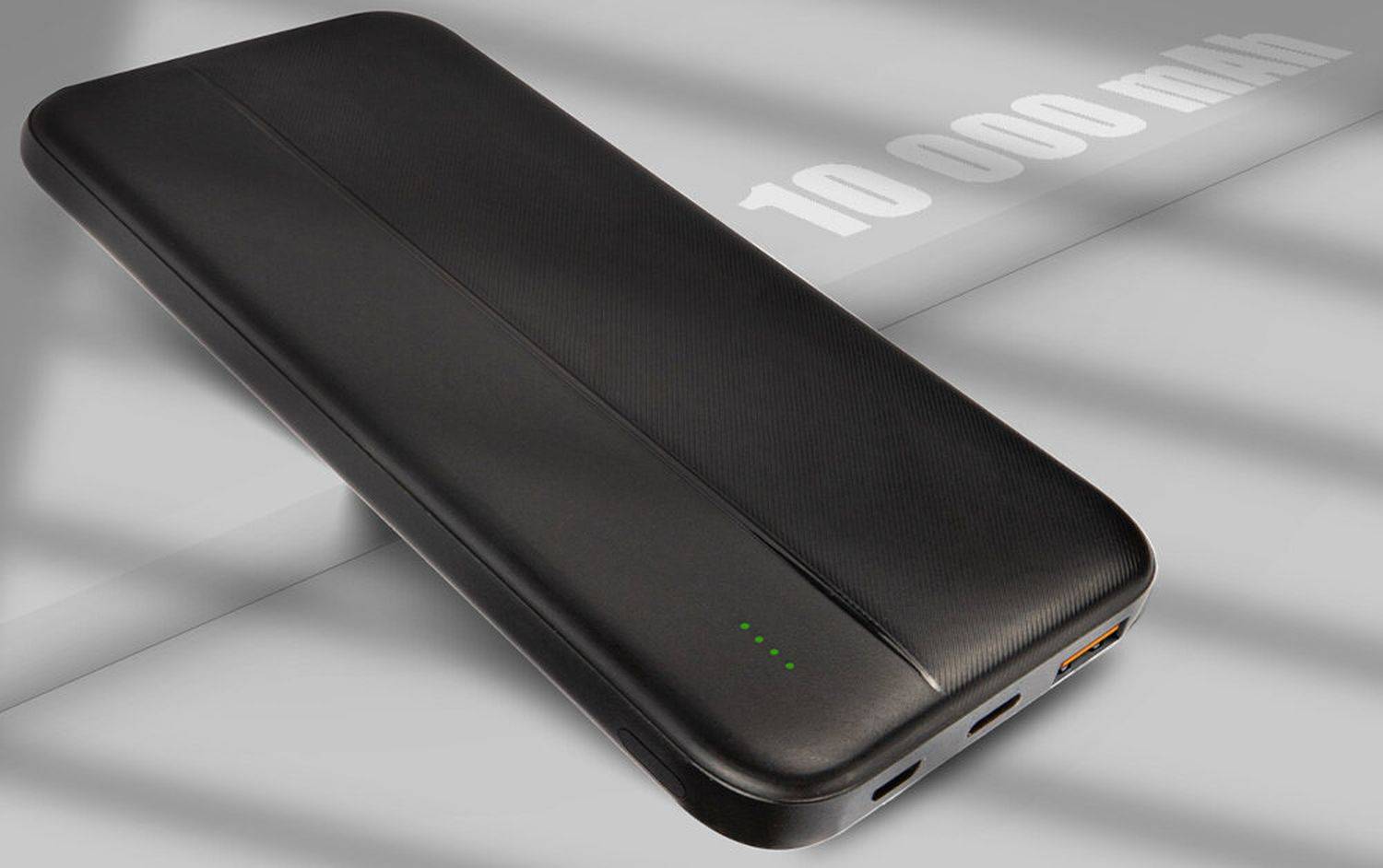 Powerbank 10000mAh mit 2 Outputs kompatibel mit Handy, Tablet, Smartphone Schwarz