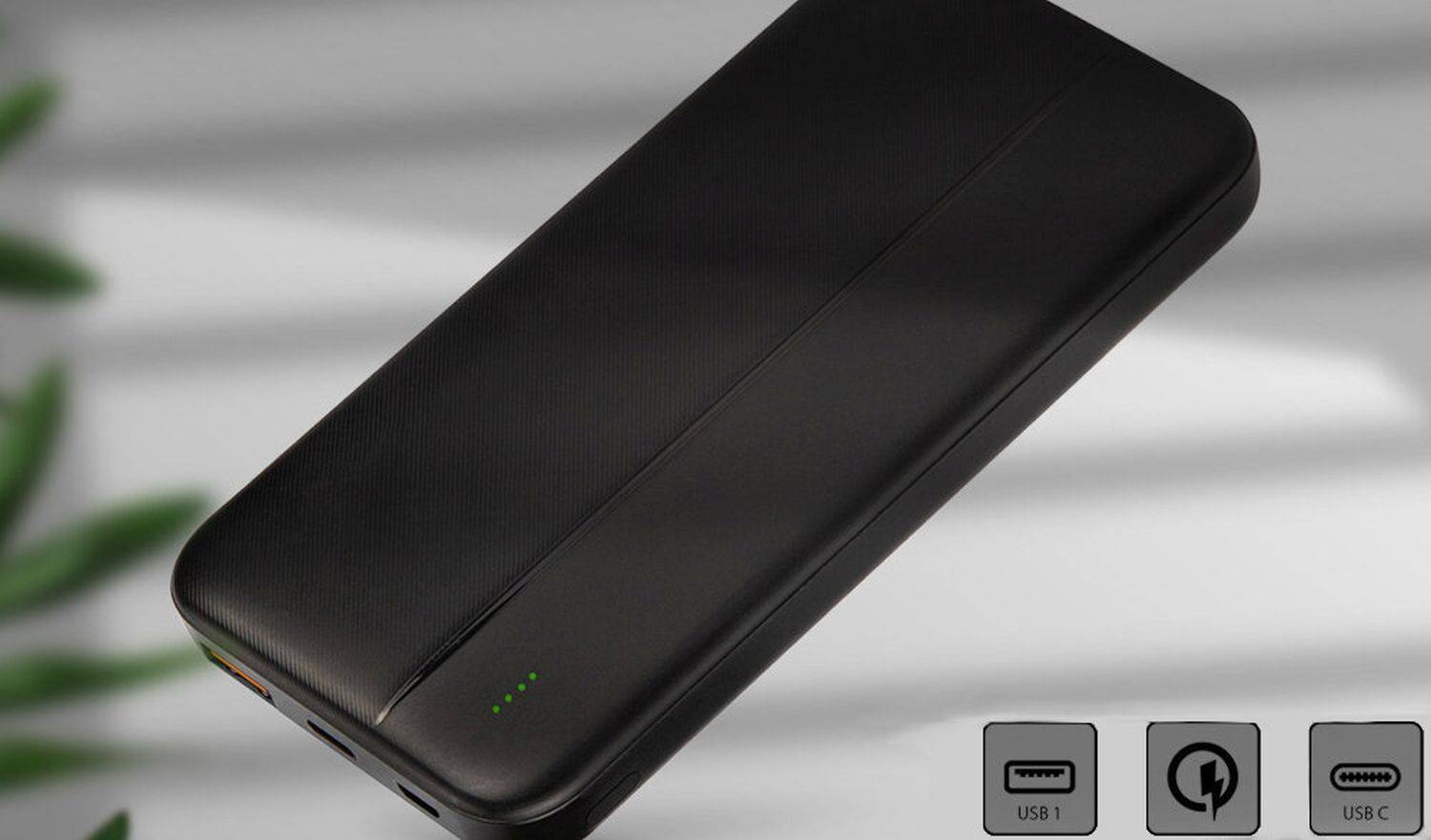 Powerbank 10000mAh mit 2 Outputs kompatibel mit Handy, Tablet, Smartphone Schwarz