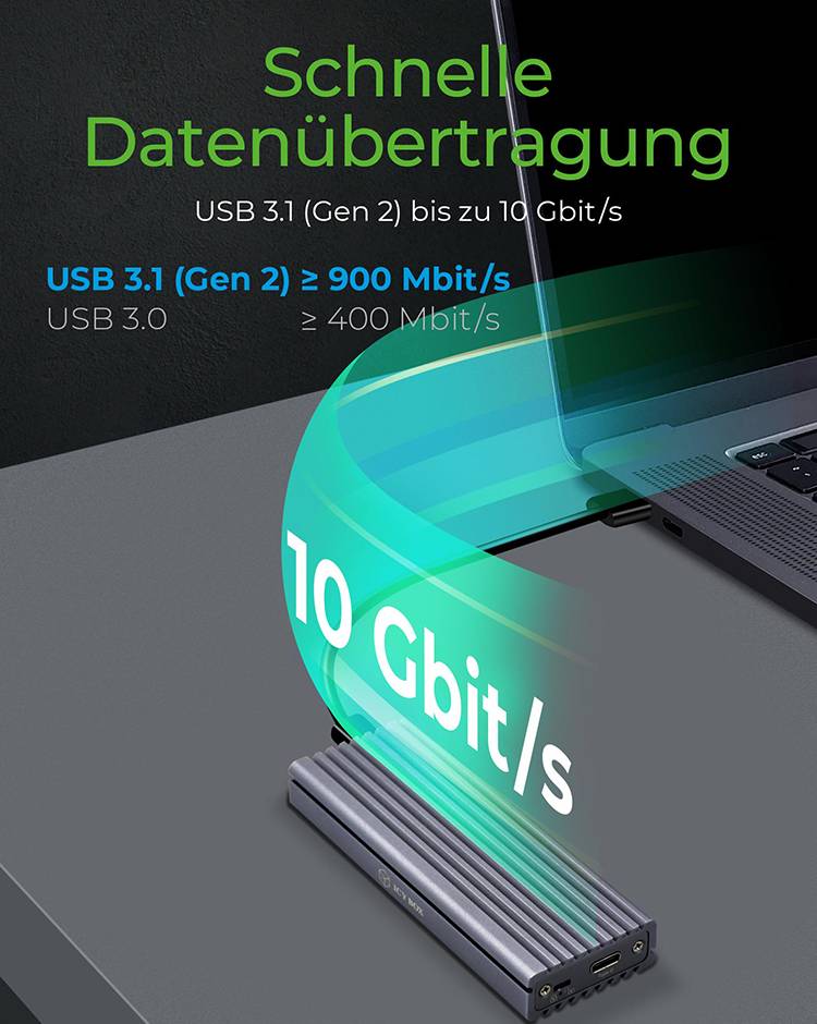 IB-1817M-C31, Type-C® USB 3.1 (Gen 2) zu PCIe NVMe M.2 2230/2242/2260/2280 SSD Gehäuse mit Schreibschutz