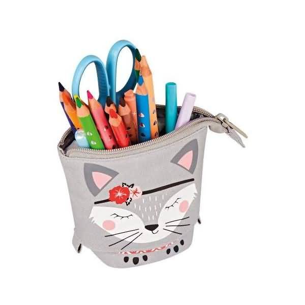 Schüleretui Stifteköcher Polyester 140x75mm Kitty
