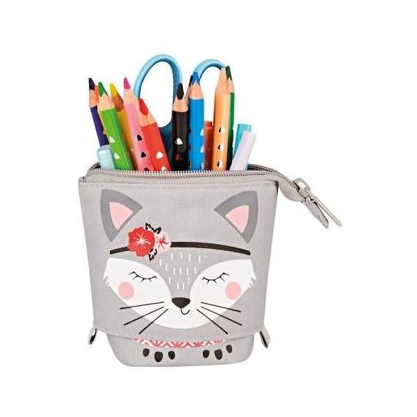 Schüleretui Stifteköcher Polyester 140x75mm Kitty