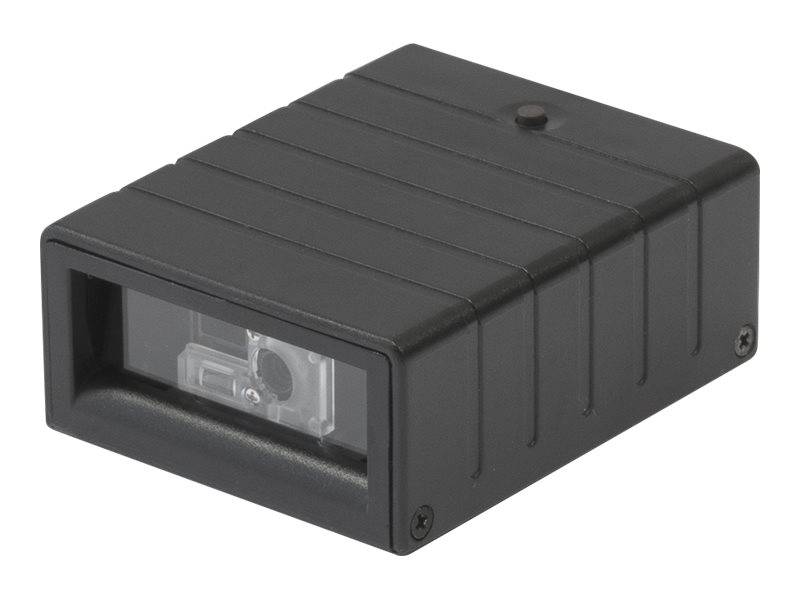 Schwarzes rechteckiges elektronisches Gerät mit einem vorderen Betrachtungsfenster, wahrscheinlich ein Sensor- oder Zählermodul.