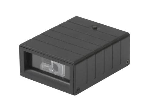 Schwarzes rechteckiges elektronisches Gerät mit einem vorderen Betrachtungsfenster, wahrscheinlich ein Sensor- oder Zählermodul.