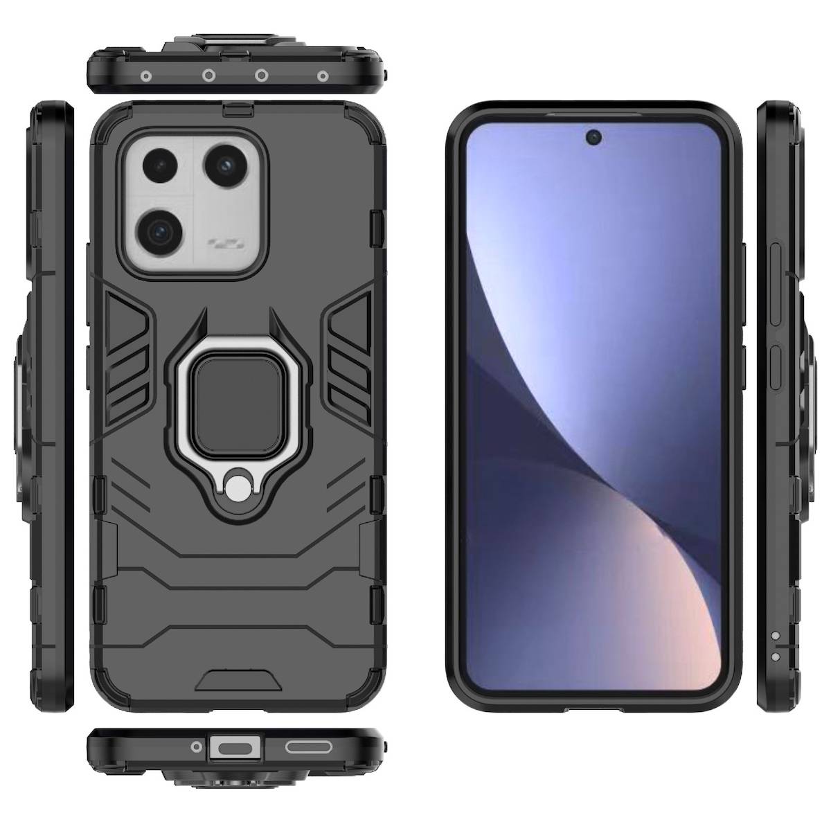 Für Xiaomi 13 Design Armor Magnet Ring Cover Handy Tasche Etuis Case Schwarz Neu