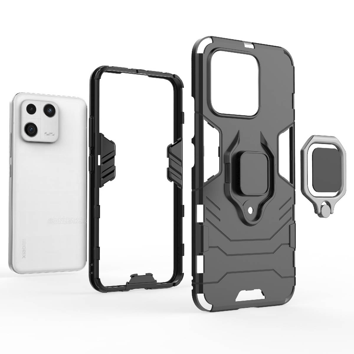 Für Xiaomi 13 Design Armor Magnet Ring Cover Handy Tasche Etuis Case Schwarz Neu
