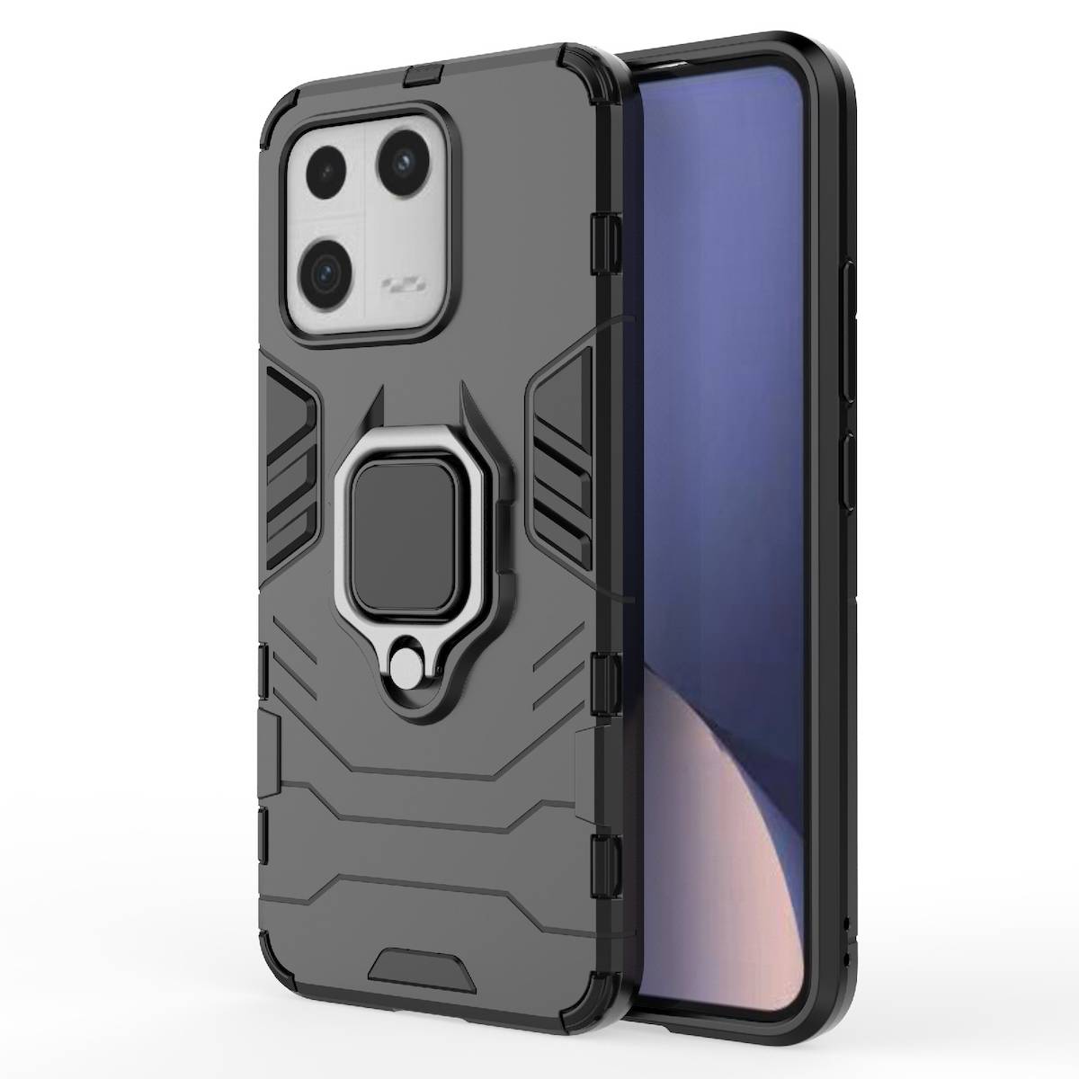 Für Xiaomi 13 Design Armor Magnet Ring Cover Handy Tasche Etuis Case Schwarz Neu
