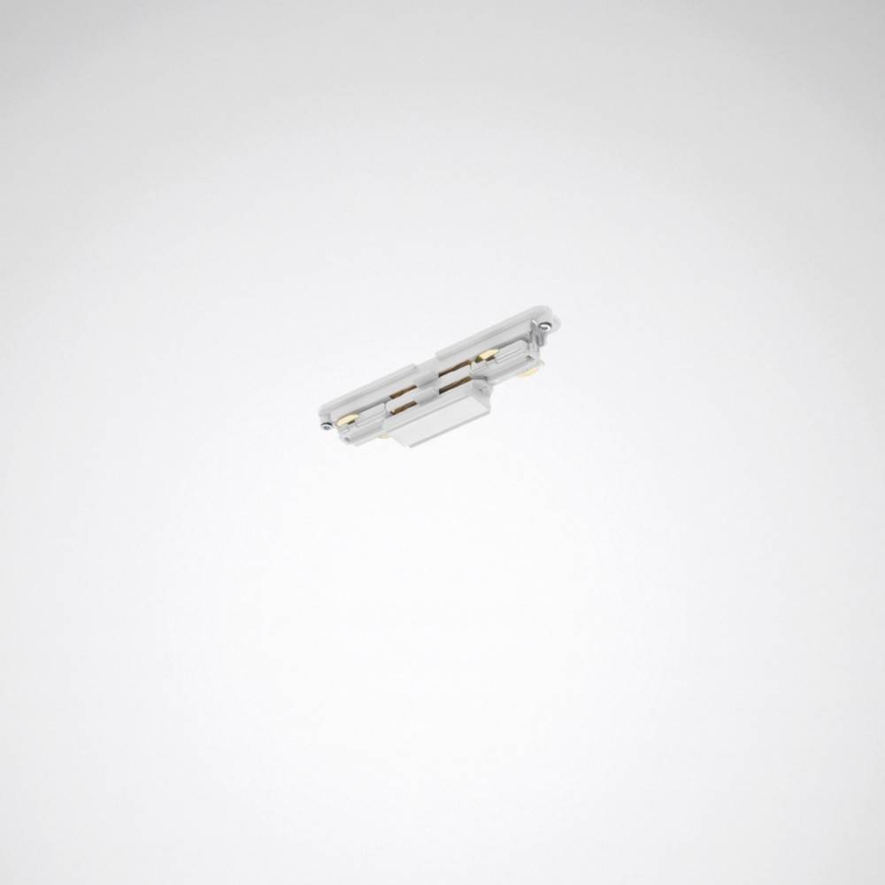 Eine weiße Deckenleuchte, die zentral an einer schlichten weißen Decke angebracht ist. Die Leuchte ist rechteckig und minimalistisch gestaltet.