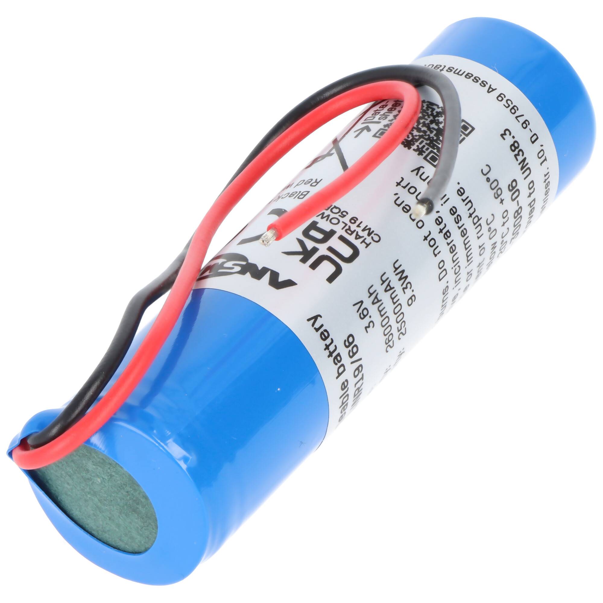 Akkupack Li-ion 3,7V 2600mAh 1S1P mit 10cm Kabel, 1INR19 / 66-1, 2347-3008-06