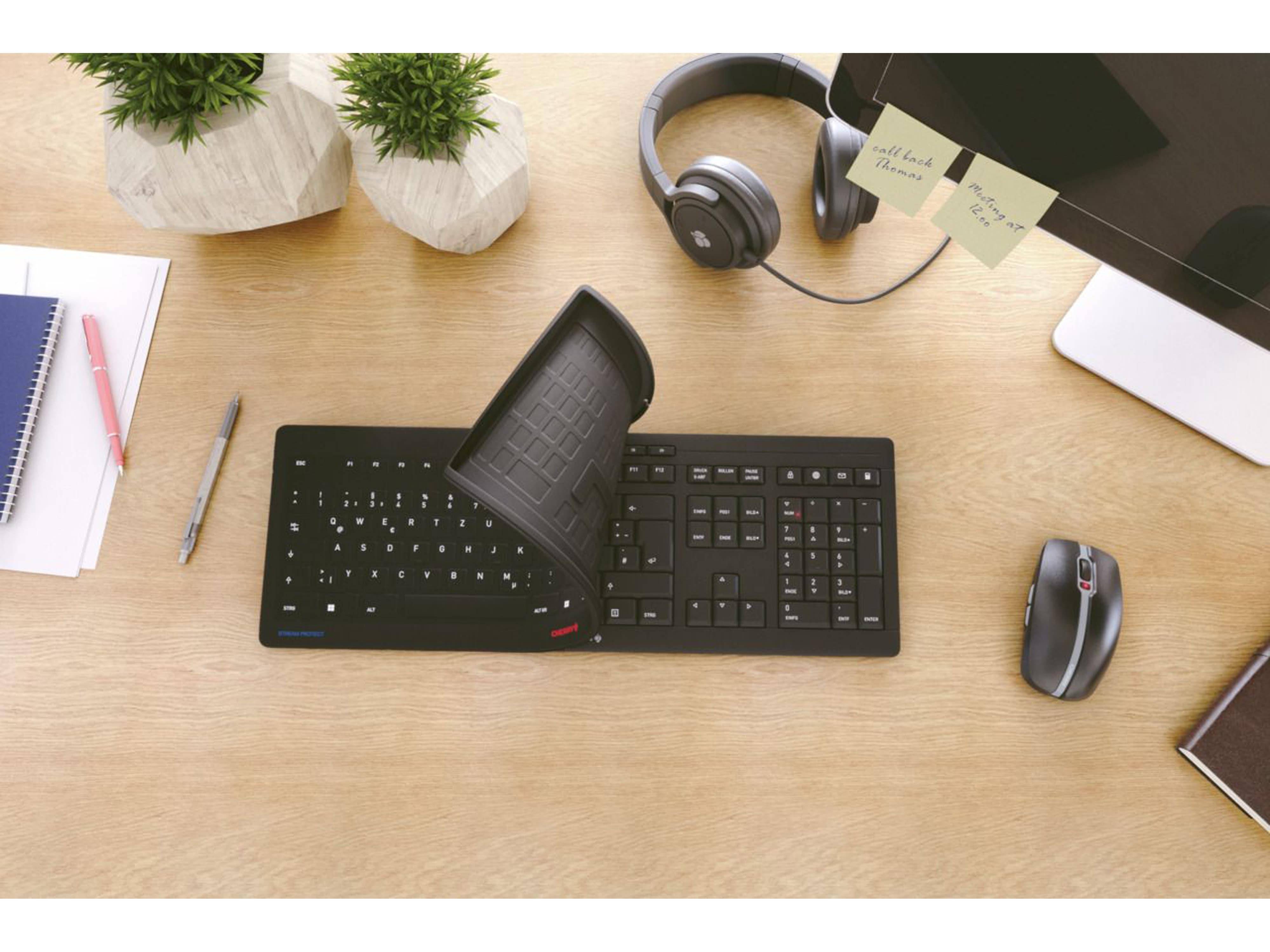 CHERRY Tastatur Stream Protect Wireless schwarz