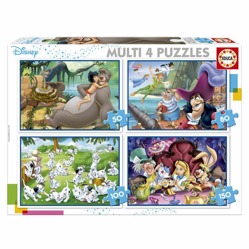 Puzzle Educa Disney Aladdin, Jungle Book, Alicia, Peter Pan (380 pcs)
